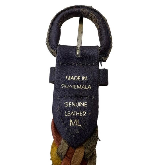 Vintage Genuine Leather Braided Multi Color Belt Size ML